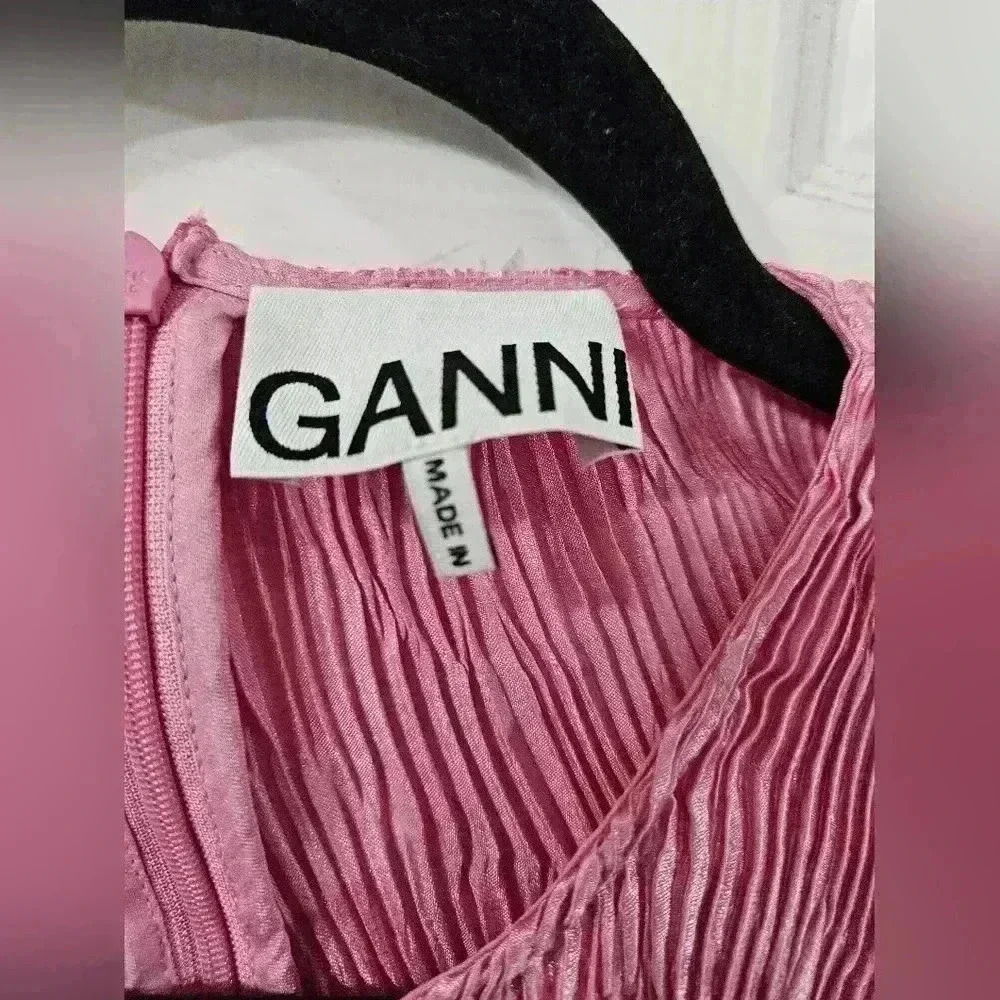 Ganni Pleated Satin Dress - Picture 8 of 9